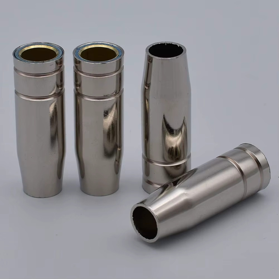 10 Stück konische Gasdüsenbecher aus vernickeltem Messing für MB15AK MIG MAG Schweißbrenner, Farbe: Silber - Bild 2