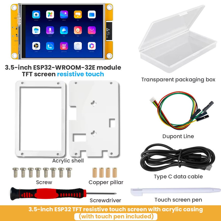 Keyestudio ESP32-WROOM-32E TFT-LCD-Display mit 3,5 Zoll, 320 x 480 Pixeln, 120 Grad Betrachtungswinkel und WiFi für Arduino und LVGL, Bunt - Bild 2
