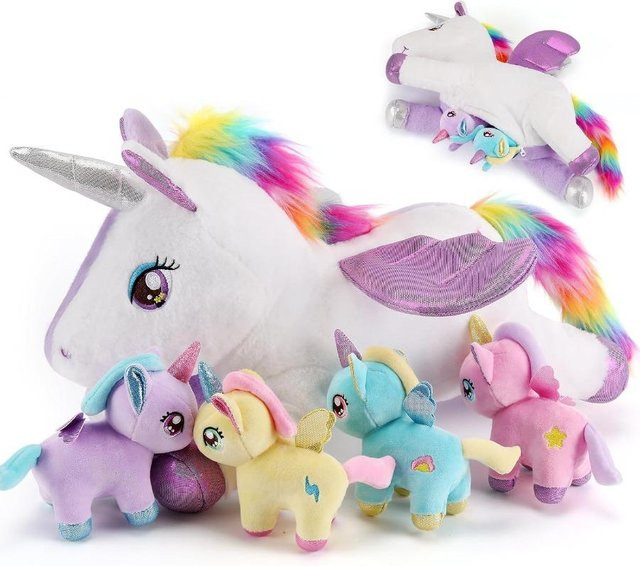 Wucifang Bags Einhorn Kuscheltiere, Lila, Weiß, 5-teiliges Set, ab 3 Jahre - Bild 1