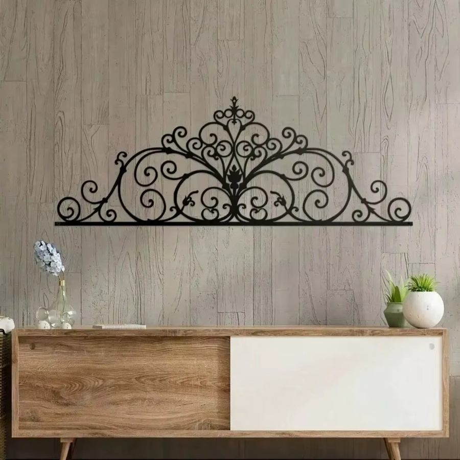 CIFBUY Wandkunst aus Metall in Schwarz mit floralem Design und Vintage-Blumenornamenten - Bild 2