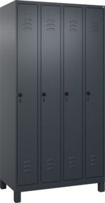 C+P Spind Classic PLUS Garderobenschrank mit 4 Abteilen, Anthrazit/Schwarz, B/T/H: 195 x 100 x 50 cm - Bild 1