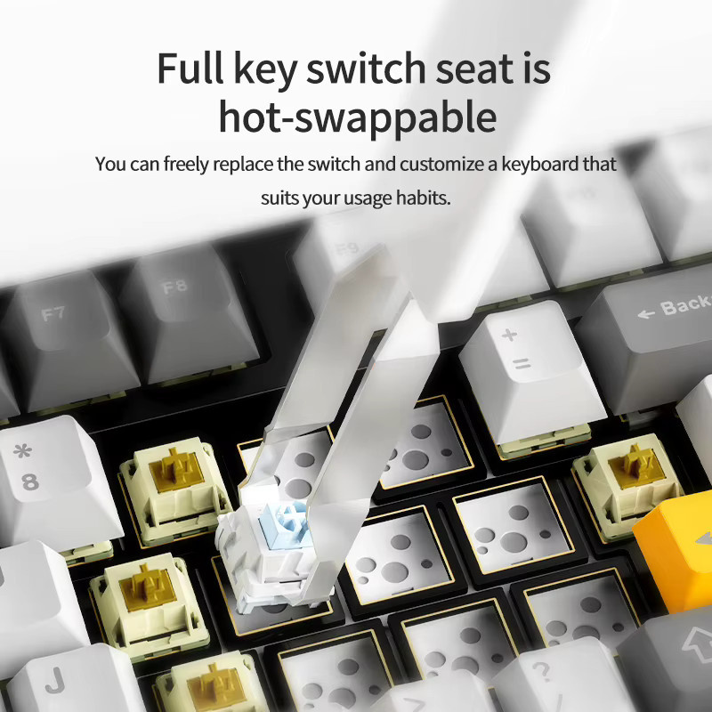 Ajazz AK35I V3 MAX Mechanische Gaming-Tastatur mit TFT-Farbdisplay, Tri-Modus (Kabelgebunden, Bluetooth, Kabellos), Hot-Swap und 8000mAh Akku, Farbe: Rot - Bild 1