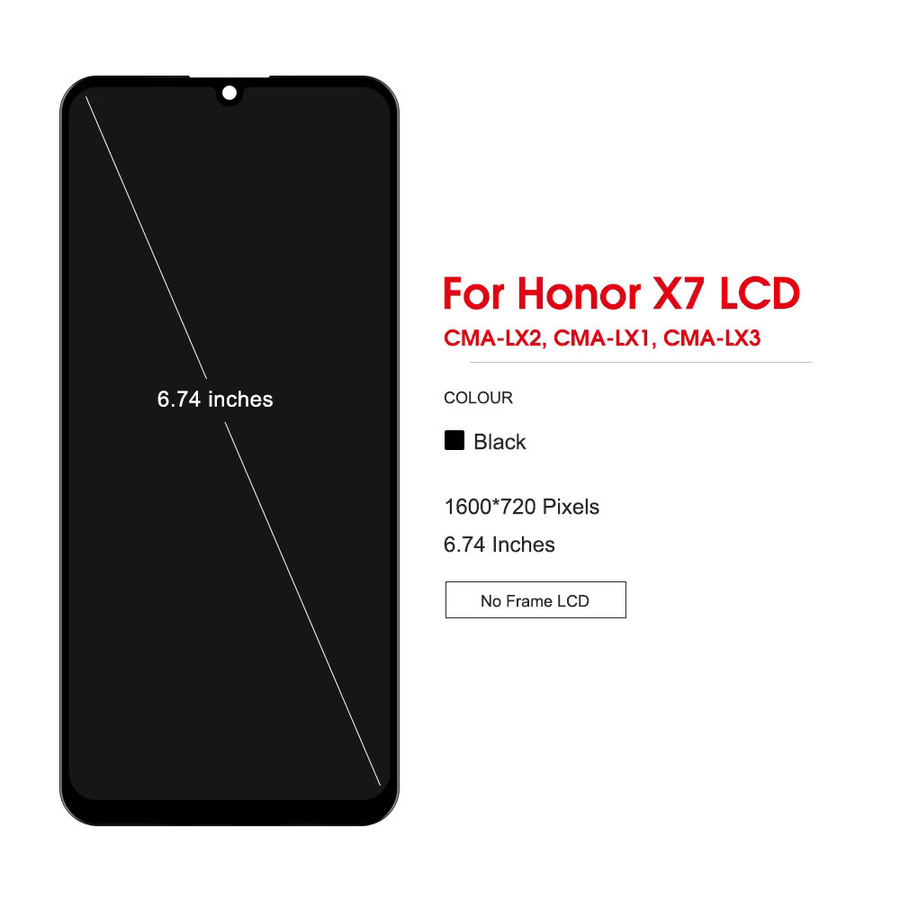 Honor X7 Ersatz-LCD-Display mit Touchscreen und Rahmen in Schwarz, 6.74 Zoll für CMA-LX1, CMA-LX2, CMA-LX3 - Bild 2
