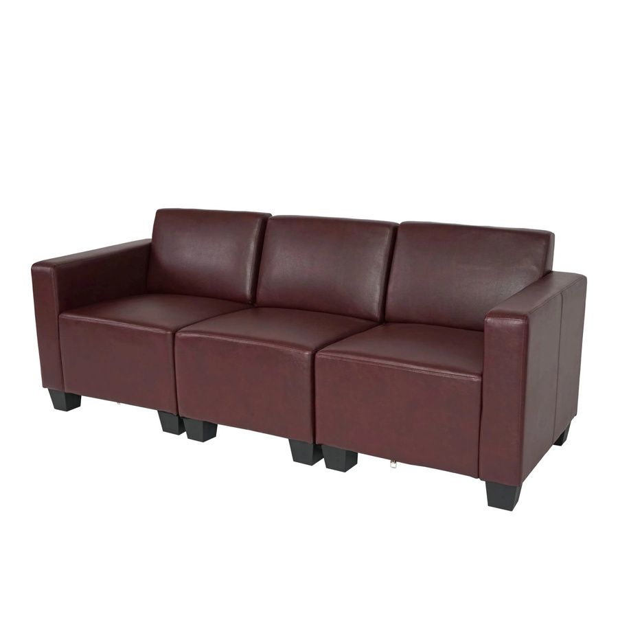 MCW Moncalieri Modular 3-Sitzer Sofa aus Kunstleder in Rot-Braun - Bild 3