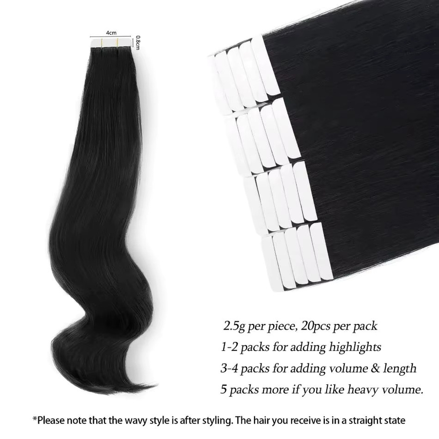 xbeauty Tape-in Haarverlängerungen, 100 % Echthaar, glatt, 20 Stück, Damen - Bild 5