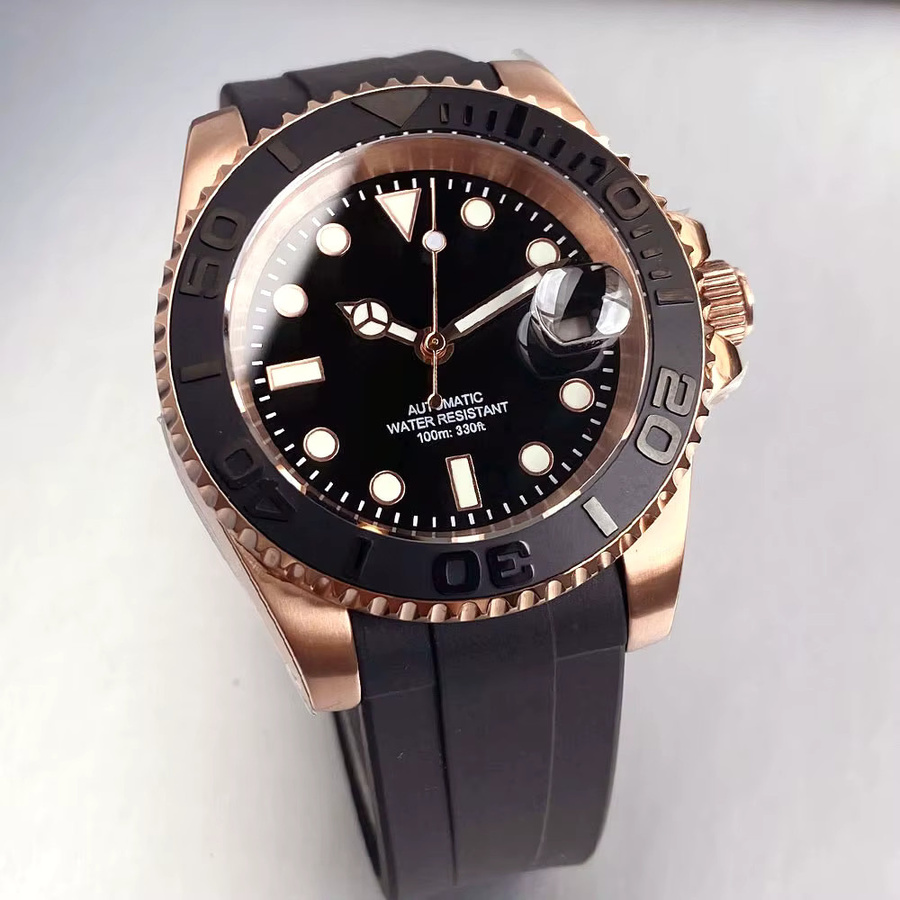 Tandorio Armbanduhr Automatik, Roségold, 40 mm, schwarzes Zifferblatt, Herren - Bild 2