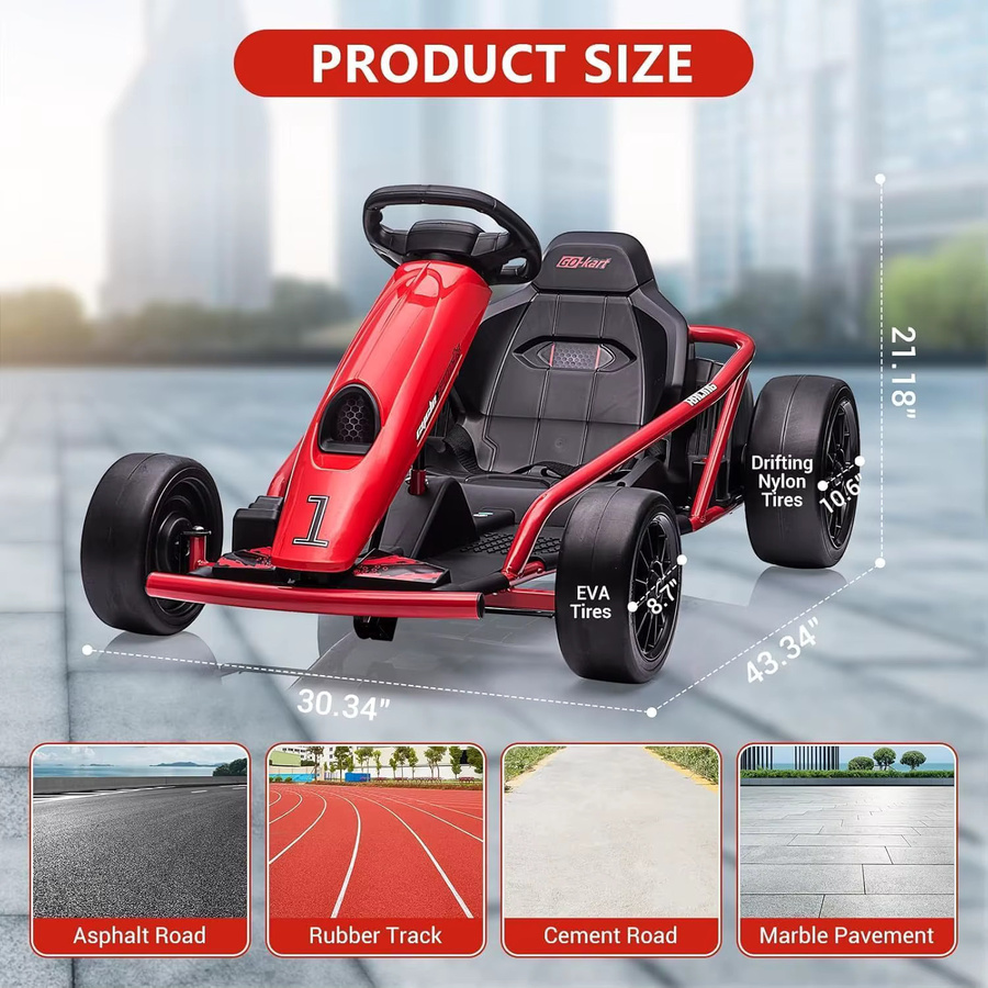 HiMISS Kinder-Go-Kart, Elektroauto, Drift-Kart, ab 8 Jahren - Bild 2