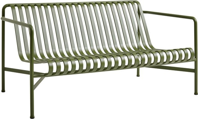 HAY Palissade Lounge Sofa in Grün mit Armlehnen und Stahlrahmen in Streifenoptik - Bild 1
