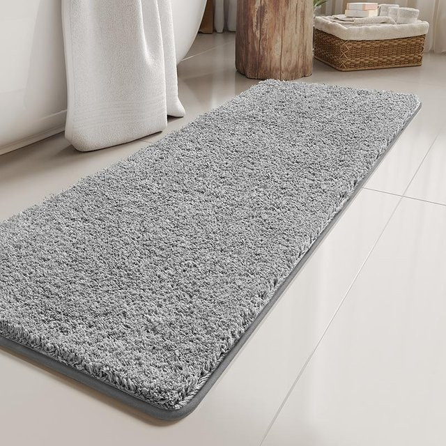 Lodestar Badematte aus Mikrofaser, grau, B/B: 50 x 80 cm, schnelltrocknend und rutschfest - Bild 1