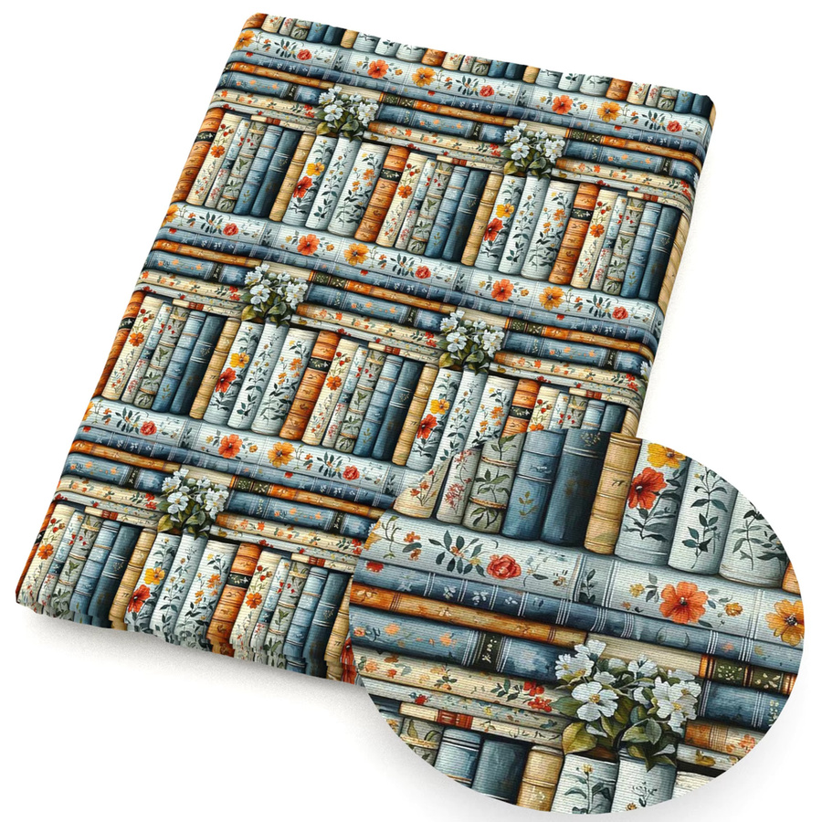 Potdemiel Stoff mit Buch-Print aus Polyester und Baumwolle, Mehrfarbig, Breite: 50 cm, Höhe: 145 cm - Bild 1