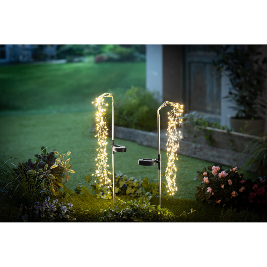 Solar-LED-Stecker Lichterregen von viva domo in Silber mit warmweißem Licht und Icicle-Design - Bild 2