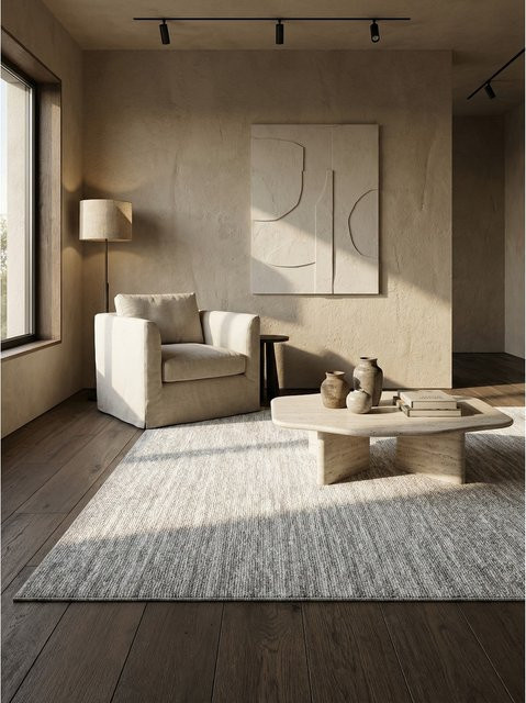 Kadima Design Teppich Kurzflor AMMER in Beige und Grau, einfarbig, B: 120 cm, L: 170 cm - Bild 1
