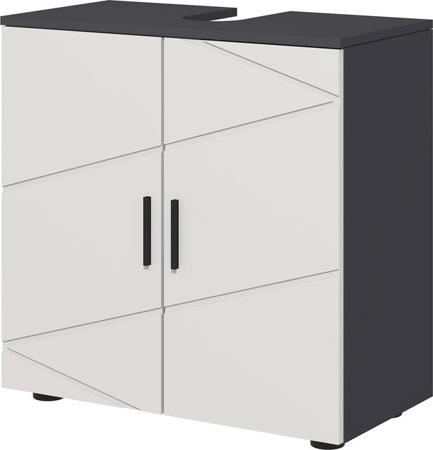 Aosom Waschbeckenunterschrank mit verstellbarer Ablage und Soft-Close-Türen, Grau, B/T/H: 60 x 30 x 60 cm - Bild 1