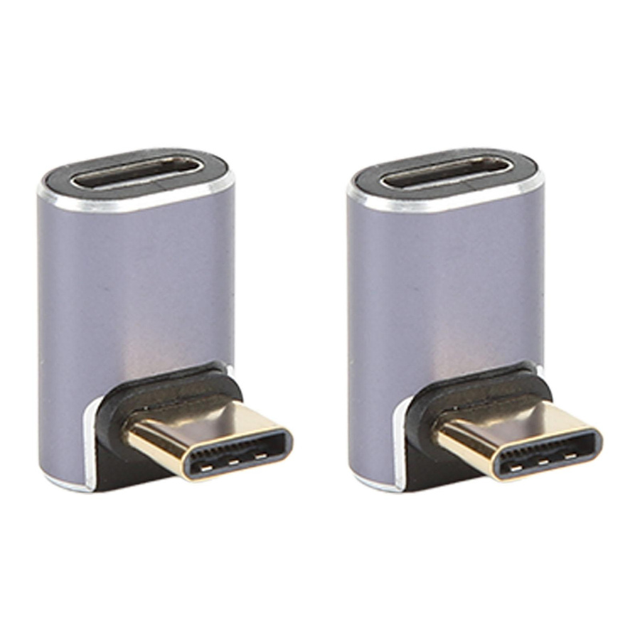2 Stück USB-C Adapter 90 Grad rechtwinklig mit 40Gbps Schnellladung und Datenübertragung in Grau - Bild 2