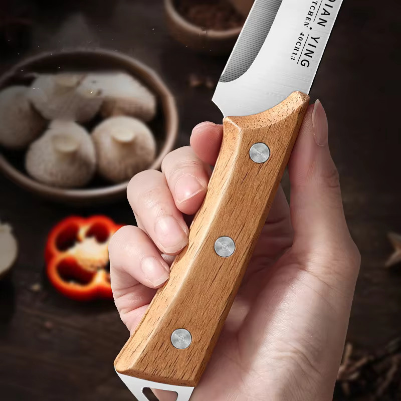 YRIDEFE Ausbeinmesser aus Edelstahl in Silber mit Holzgriff für Fleisch und Metzgerei - Bild 3