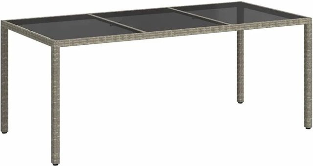 Furnicato Gartentisch aus Poly Rattan mit gehärtetem Glas in Grau und Schwarz, B/T/H: 190 x 90 x 75 cm - Bild 1