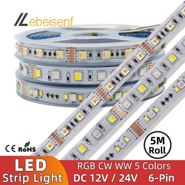 Lebeisenf 5-in-1 RGB CCT LED Lichtstreifen Multicolour mit SMD 5050 und 2835 für Innenbeleuchtung und Dekoration - Bild 1