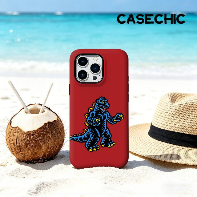 CaseChic Matte Bumper Hülle mit MagSafe für iPhone 17 16 15 14 13 Pro Max, Stoßfeste Retro G-Godzilla-S Abdeckung in Rot - Bild 1