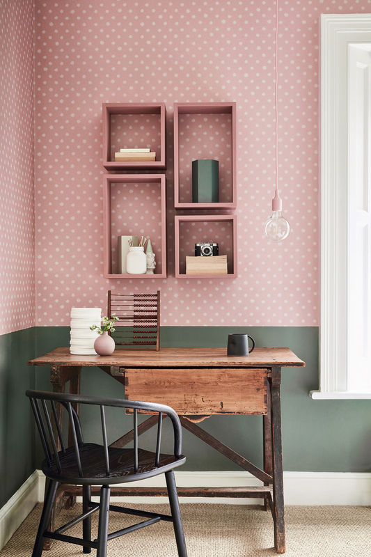 Little Greene Tapete Lower George Street Carousel in Orange, Gelb und Pink mit Vintage- und geometrischem Design - Bild 2