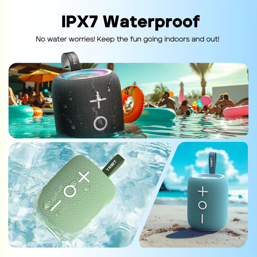 Tribit StormBox Mini+ Bluetooth-Lautsprecher mit 12W Leistung, 360° Surround Sound, RGB-Beleuchtung und IPX7 Wasserschutz in Schwarz - Bild 5
