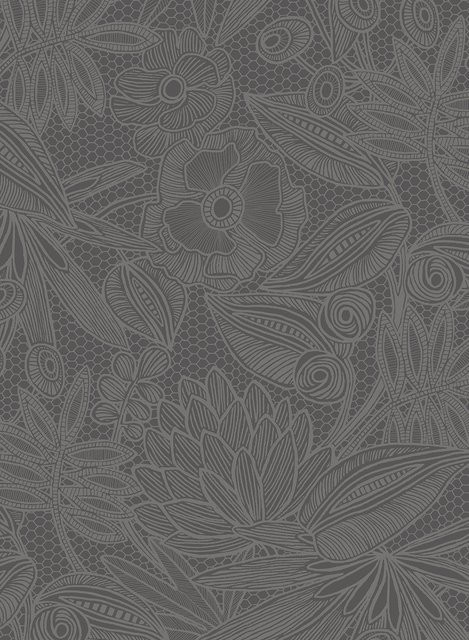 Eijffinger Tapete Fiori Pizzo in Schwarz mit floralem Vlies-Design - Bild 1
