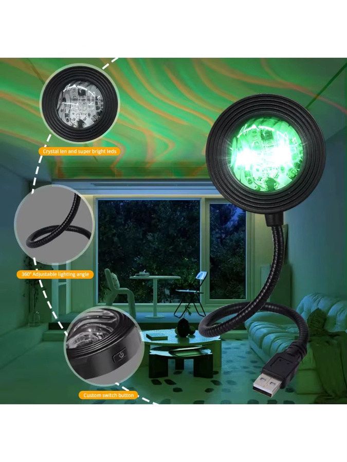 GGBEE Aurora Projektionslicht mit Wasserwellen-Effekt und Farbwechsel, USB-Betrieb, Multicolour - Bild 4