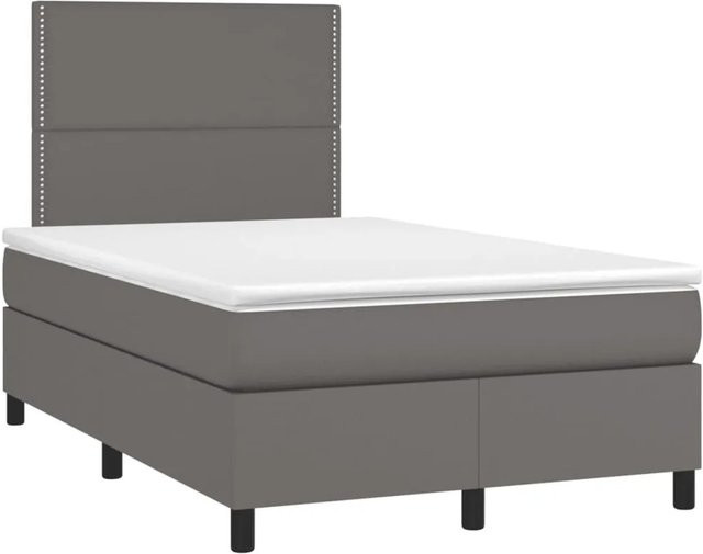 vidaXL Boxspringbett Hybrid mit Matratze und Taschenfederkern, Grau/Weiß, B/T: 120 x 200 cm - Bild 1