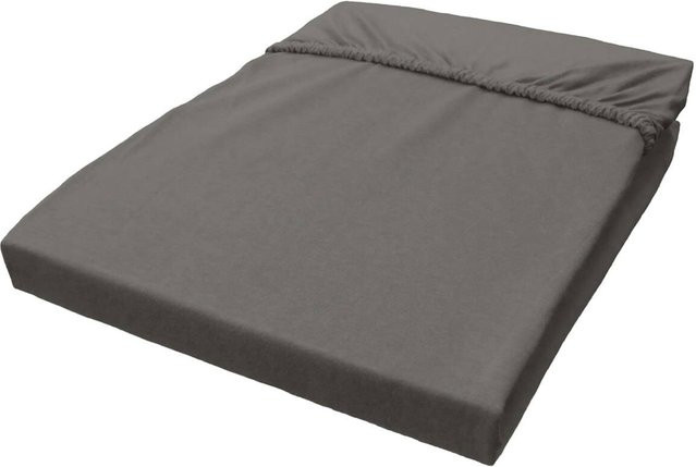Castell Spannbetttuch Biber aus Baumwolle in Grau, B/T: 180 x 200 cm - Bild 1
