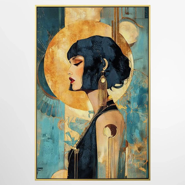 ArtUniverse Leinwandbild 1920s Glamour I, abstraktes Wandbild in Blau und Multicolour, Breite: 60 cm, Höhe: 90 cm - Bild 1