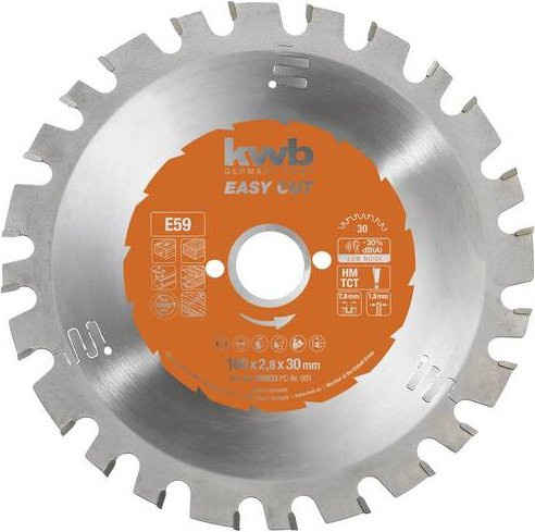 Kwb Kreissägeblatt für Holz, Metall und Kunststoff, Carbide Tipped, Farbe: Silber, Durchmesser: 180 mm, Bohrung: 30 mm - Bild 1
