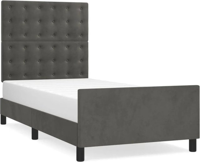 vidaXL Bettgestell mit Kopfteil aus Samt in Dunkelgrau, B/L: 80 x 200 cm - Bild 1