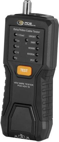 PCE Instruments Kabeltester PCE-VDV 10 für Cat 3 bis Cat 7A und Koaxialkabel mit LED-Status- und Fehlerdiagnose in Schwarz - Bild 1