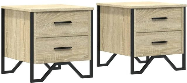 vidaXL Nachttische 2er-Set in Braun aus Holzwerkstoff und Metall, modern, B/T/H: 40 x 41 x 40 cm - Bild 1
