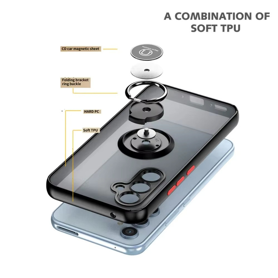 Magnetische Ring Schutzhülle für Samsung Galaxy A57 A37 A16 A26 A36 A56 A17 A07 4G 5G in Schwarz mit Frosted Hardcase Design - Bild 3