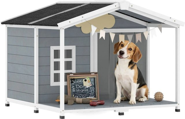 PawHut Hundehütte aus Tannenholz mit wetterfestem Dach, B/T/H: 103 x 107 x 83,5 cm