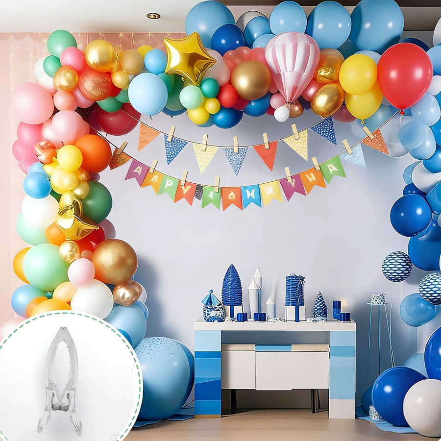 12 transparente Federklammern aus Kunststoff für Ballonbogen-Dekorationen und Kleiderbügel - Bild 2