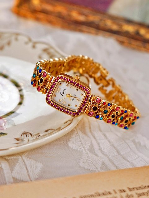 LSVTR Armbanduhr Gold, Quarz, rechteckig, Kristall, Damen - Bild 1