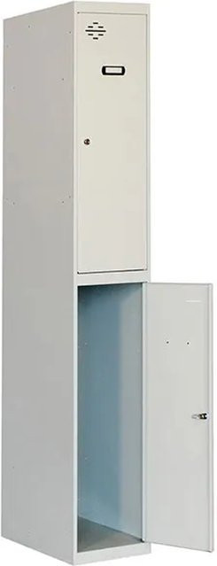 PROREGAL Spind AMEGO Schließfach mit 2 Abteilen als Garderobe Grundmodul, Farbe Grau, H x B x T: 180 x 40 x 50 cm - Bild 1