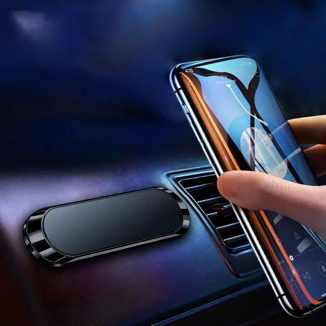 Magnetischer Autotelefonhalter in Mini-Streifenform mit Nano-Kleber, Schwarz - Bild 1