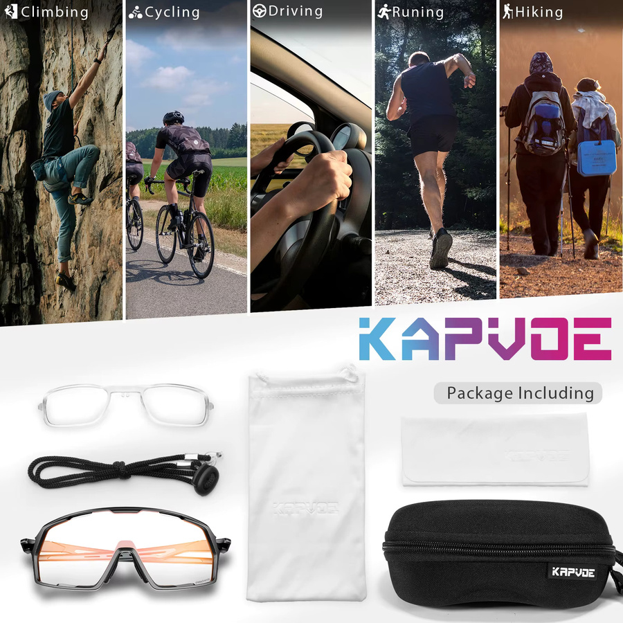 Kapvoe Sportsonnenbrille Photochrome, Vollrand, Unisex, Kunststoff - Bild 3