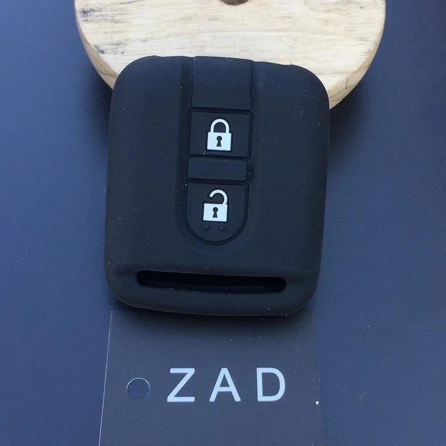 ZAD Silikon Schlüsselabdeckung und Schlüsselanhänger Set für Nissan Qashqai Micra Navara Almera, 2 Tasten, Schwarz - Bild 1