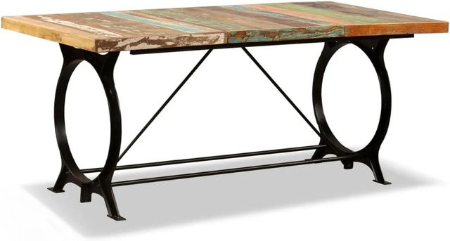 vidaXL Esszimmertisch aus Massivholz im Industrial Design, braun, B/T/H: 180 x 90 x 77 cm - Bild 1