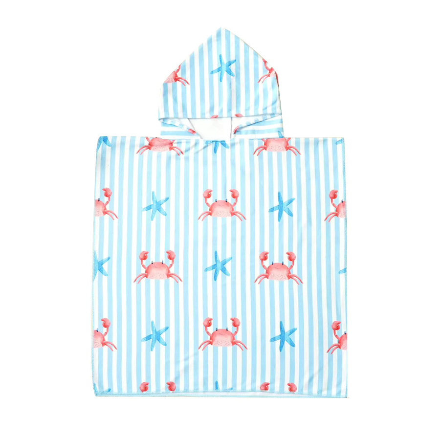 Elinfant Kinder-Badetuch mit Kapuze, weiches und saugfähiges Baby-Kapuzenhandtuch im maritimen Streifen-Design - Bild 1