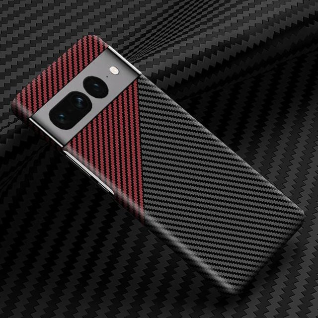 Stoßfeste Handyhülle mit Carbonfaser-Muster für Google Pixel 7 Pro, Pixel 7A und Pixel 8 Pro aus Hart-PC in Schwarz, Lila, Blau oder Rot - Bild 1