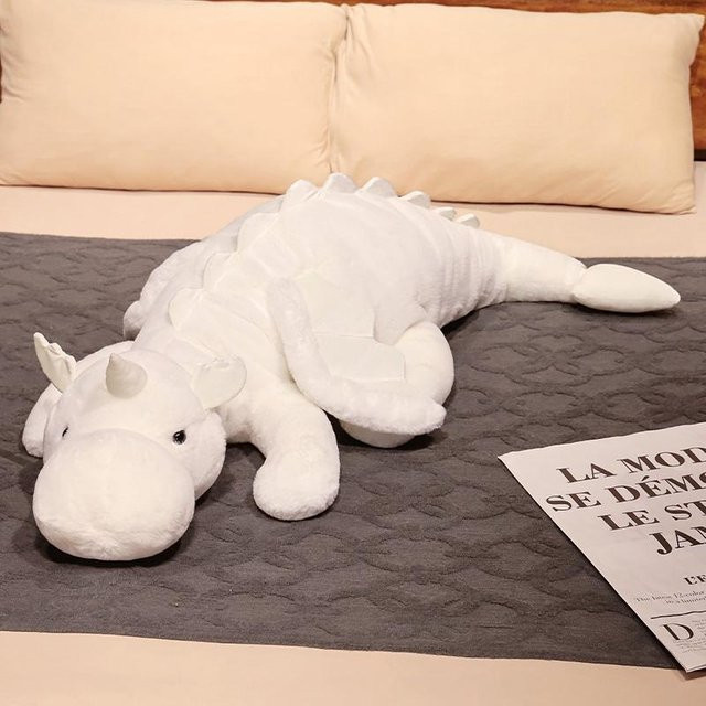 Linyi toy Weißer Drache Plüschtier, mit Einhornhorn und Flügeln, 65-70cm - Bild 1