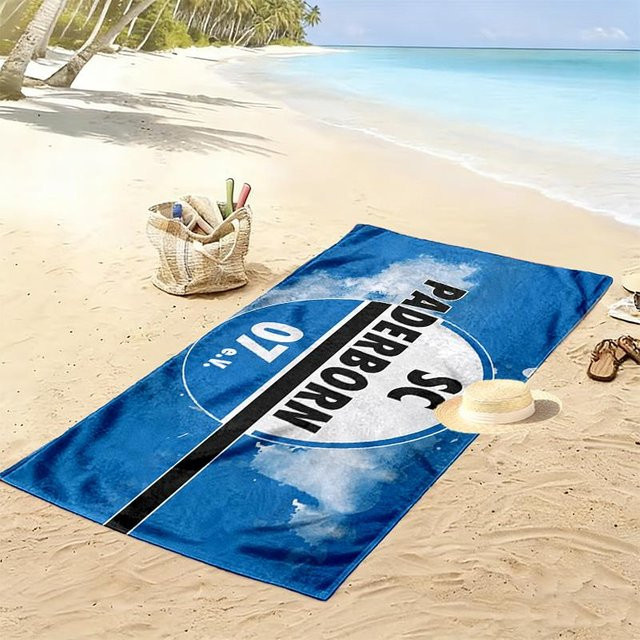 SC Paderborn 07 Strandtuch mit Aufdruck, blaues schnelltrocknendes Handtuch für Strand und Camping, B/B: 80 x 160 cm - Bild 1