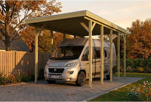 SKANHOLZ Caravan-Carport Friesland aus Fichte mit Stahldach in Grün, B: 402 cm, T: 708 cm - Bild 1