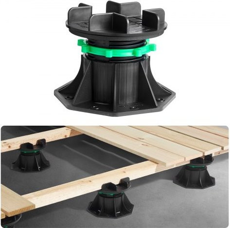 VEVOR Stelzlager Set aus Kunststoff in Schwarz, 8 Stück höhenverstellbare Terrassenlager für Holz, Beton oder Metall, Tragkraft 997,90 kg, Verstellbereich: 90 bis 118 mm - Bild 1