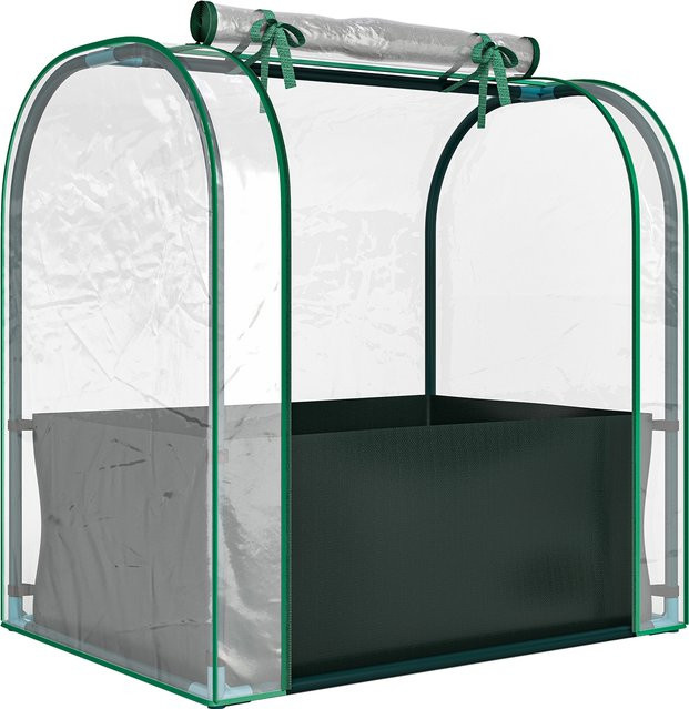 Outsunny Mini-Gewächshaus mit Pflanztasche in Dunkelgrün, tragbares Gewächshaus mit Rolltür für Garten, Balkon und Terrasse, B/T/H: 68 x 50 x 70 cm - Bild 1