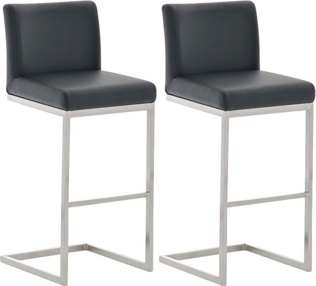 CLP Barhocker 2er Set Paros Freischwinger mit Lehne aus Kunstleder in Schwarz und Edelstahlgestell - Bild 1